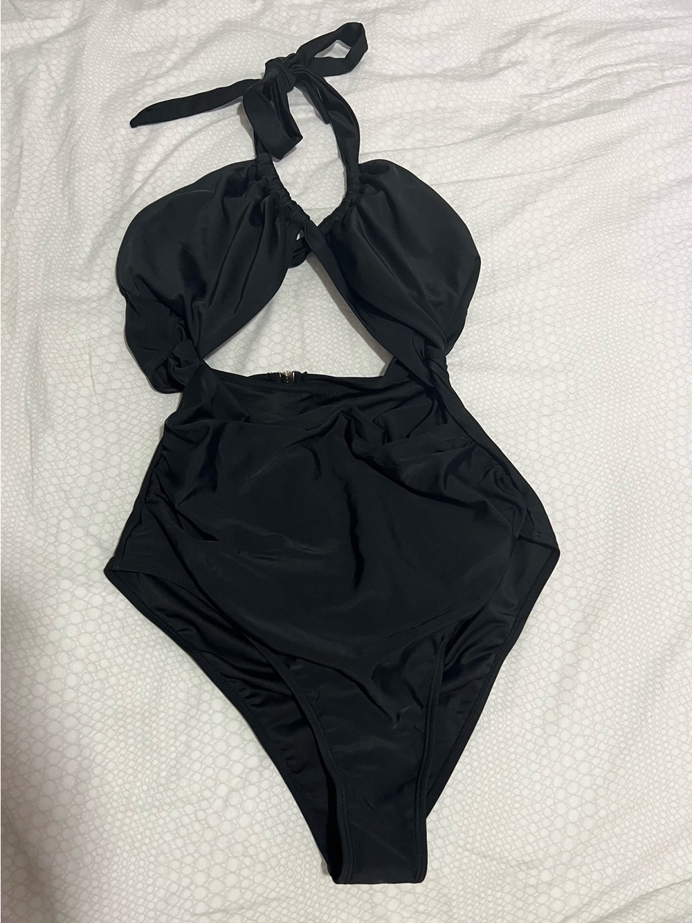 SHEIN Black Halter Cutout One-Piece Swimsuit